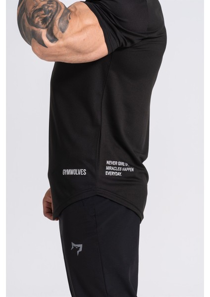 Pro Air Erkek Spor T-Shirt | Workout Tanktop | Never Give Up | Siyah | Pro Serisi | modelleri
