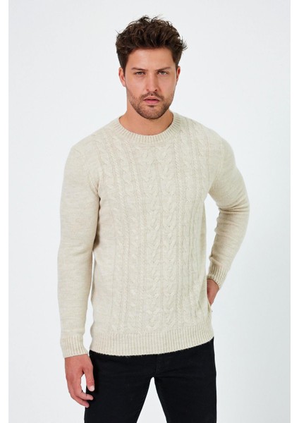 Saç Örgü Desenli Regular Fit Kazak (E24-EZE-16)