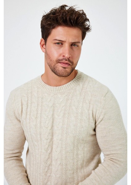 Saç Örgü Desenli Regular Fit Kazak (E24-EZE-16) indirimleri