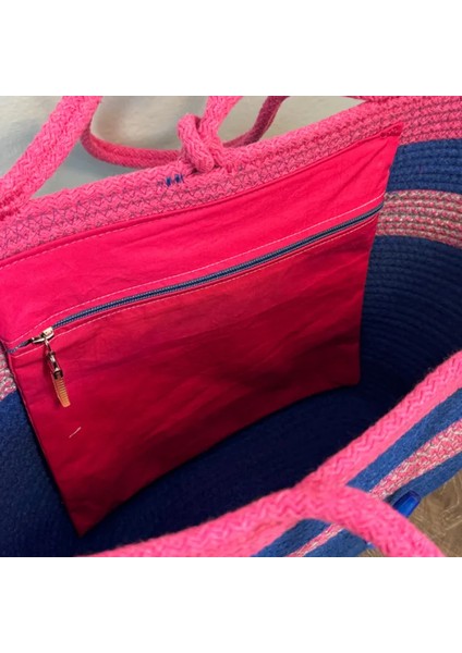 El Yapımı Tress Ip Plaj Çanta 27CM - Lacivert fırsatları