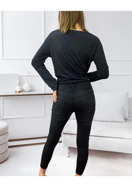 Yüksek Bel Likralı Jean Pantolon 90 cm fırsatları