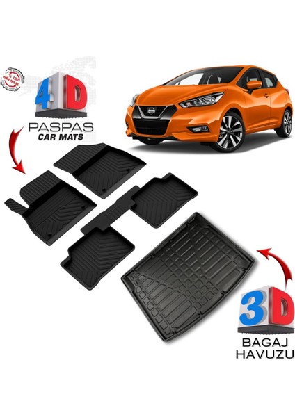 3K Store Nissan Micra 4d Paspas ve 3D Bagaj Havuzu 2020 ve Üstü