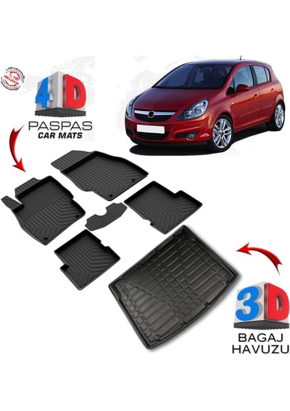 3K Store Opel Corsa D 4d Paspas ve 3D Bagaj Havuzu 2007 2014