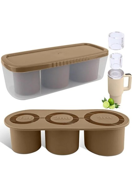 Amkobnu 30-40 Oz Bardak Için Buz Küpü Tepsisi, Kapaklı ve Kutulu 3 Adet Silikon Buz Küpü Kalıpları (Yurt Dışından)