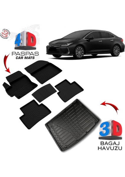 3K Store Toyota Corolla 4d Paspas ve 3D Bagaj Havuzu 2019 ve Üstü