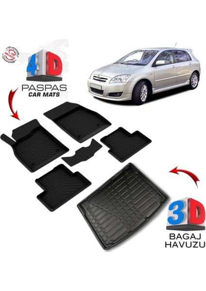 3K Store Toyota Corolla Hb 4d Paspas ve 3D Bagaj Havuzu 2003 2007