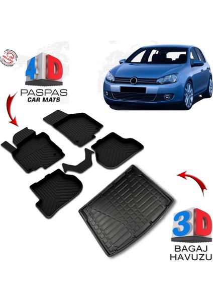 3K Store Volkswagen Golf 6 4d Paspas ve 3D Bagaj Havuzu 2009 2012