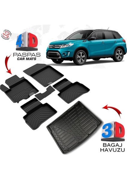 3K Store Suzuki Vitara 4d Paspas ve Alt 3D Bagaj Havuzu 2016 ve Üstü