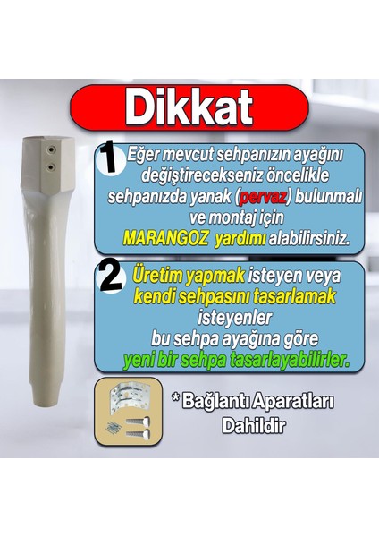 Erva Plastik 4 Adet Sehpa Ayağı 46 cm Krem Altın Orta Ayak Zigon Sehpa Mobilya Masa Ayakları Gold