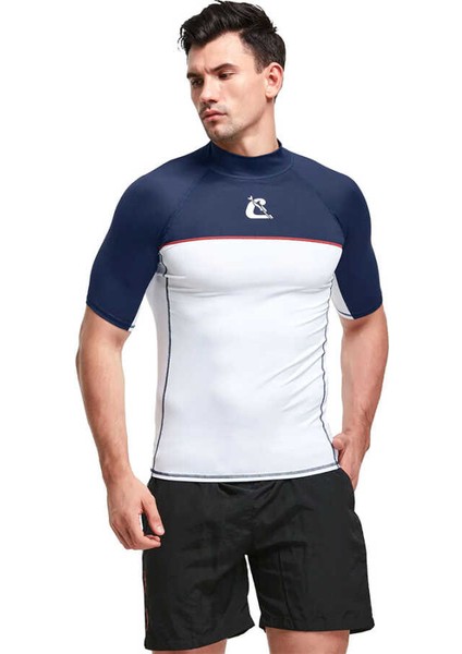 Shield Rash Guard Man T-Shirt Whıte - Blue-Xl - No:5