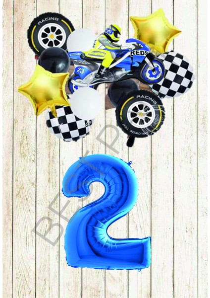 Motorsiklet Mavi Temalı Doğum Günü Seti Yaş-2