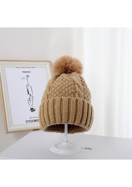 JKSDEIOFG-97SONBAHAR ve Kış Örme Yün Şapka Kadın Kulak Koruyucu Artı Kadife Kış Sıcak Bisiklet Şapkası (Yurt Dışından)