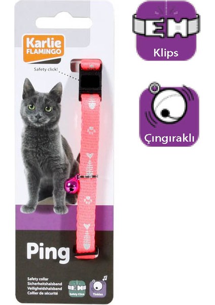 Kedi Tasması Çıngırak 30cm Pembe