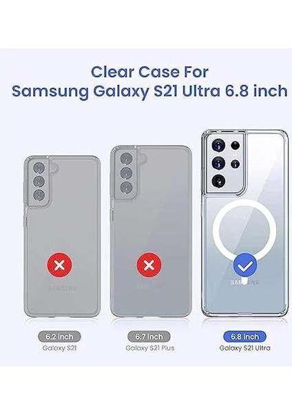 Samsung Galaxy S21 Ultra Kılıf Magsafe Wireless Kablosuz Şarj Uyumlu Manyetik Şeffaf Kapak modelleri