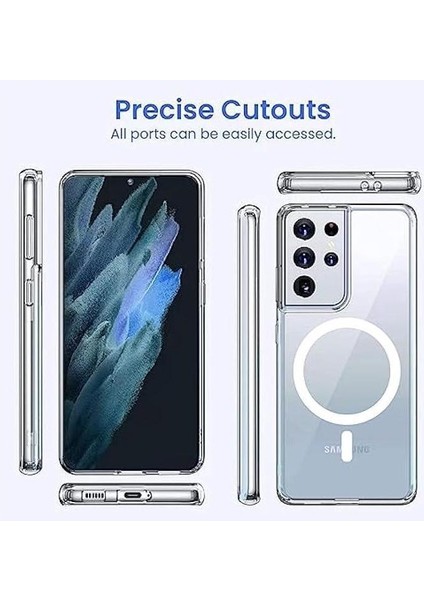 Samsung Galaxy S21 Ultra Kılıf Magsafe Wireless Kablosuz Şarj Uyumlu Manyetik Şeffaf Kapak fırsatları