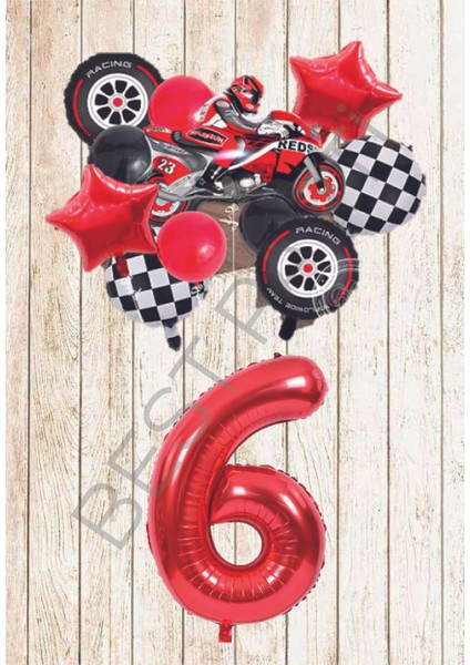 Motorsiklet Kırmızı Temalı Doğum Günü Seti Yaş-6