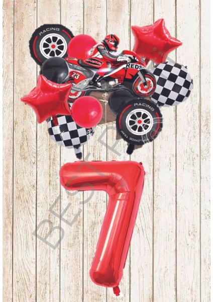 Motorsiklet Kırmızı Temalı Doğum Günü Seti Yaş-7
