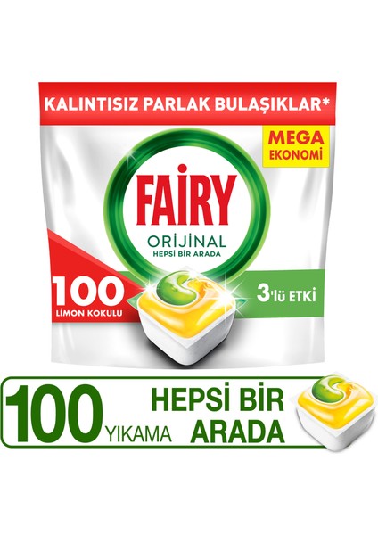 Hepsi Bir Arada 100 Yıkama Bulaşık Makinesi Deterjanı Tableti / Kapsülü Limon Kokulu