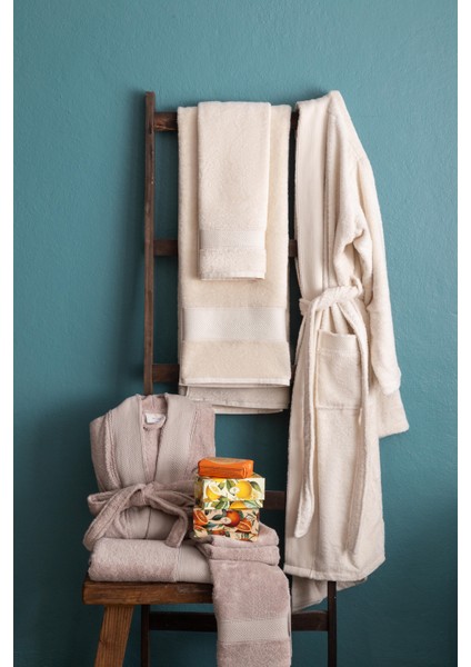 Ap Bambu Bornozlu Aıle Setı Ekru-Vızon - Aıle Setı