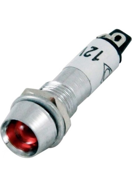 Sinyal Lambası Ledli Metal 8mm 12V Kırmızı