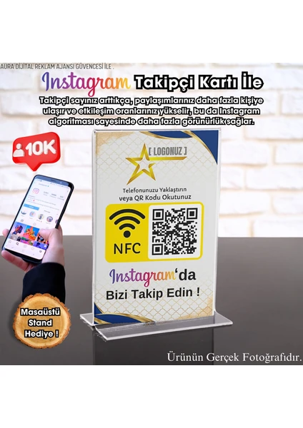 Google Işletme Yorum Kartı - Standlı - Nfc ve Karekod Özellikli