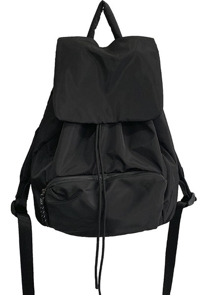 Harajuku Edebi Kız Ipli Kanvas Okul Çantası Retro Basit Öğrenci Büyük Kapasiteli Sırt Çantası (Yurt Dışından)