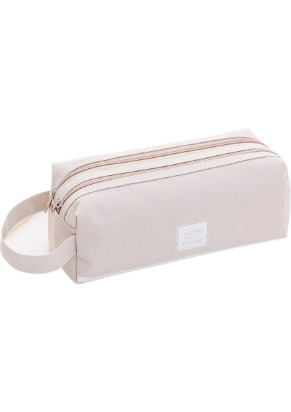 Yaratıcı Çift Katmanlı Kalem Çantası, Büyük Kapasiteli, Taşınabilir Kırtasiye Çantası, Basit Oxford Kumaş Çift Fermuarlı Kalem Çantası (Yurt Dışından)