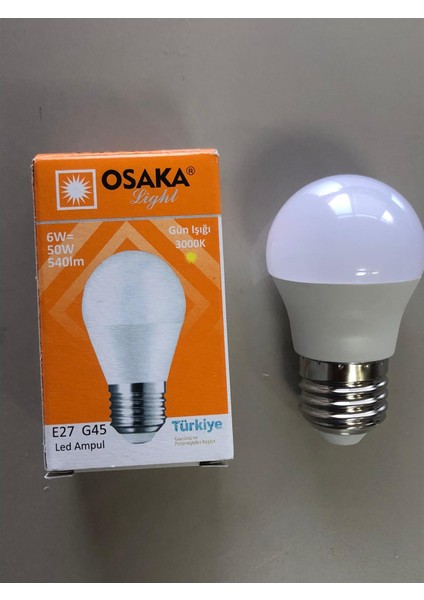 5 Adet Osaka 7W=50W=540 Lümen E 14 Top Ampül 3000K Sarı 45MMX75MM