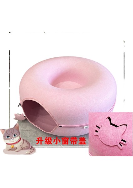 Keçe Kedi Yuvası Çörek Kedi Yuvası Yarı Kapalı Yuvarlak Lastik Çıkarılabilir ve Yıkanabilir Kedi Evcil Hayvan Yuvası (Yurt Dışından)