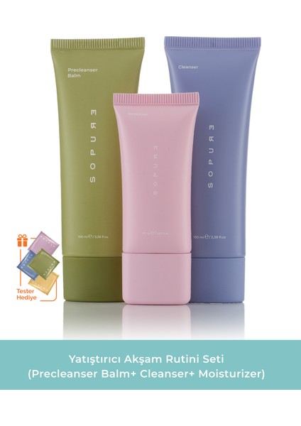 Yatıştırıcı Akşam Rutini Seti (Precleanser Balm+ Cleanser+ Moisturizer)