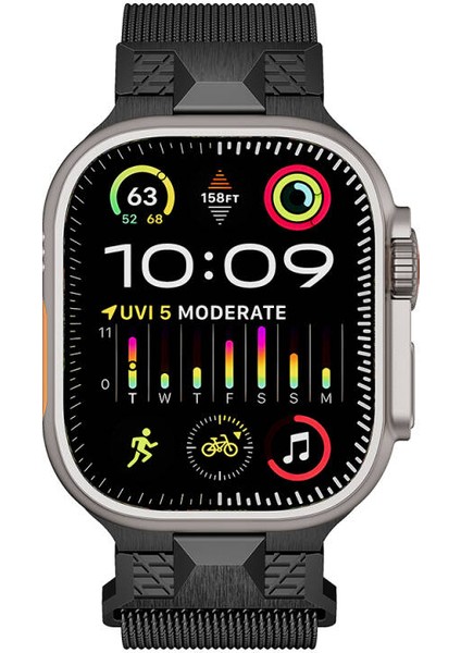Apple Watch Uyumlu Ultra 49MM KRD-107 Metal Hasır Kordon
