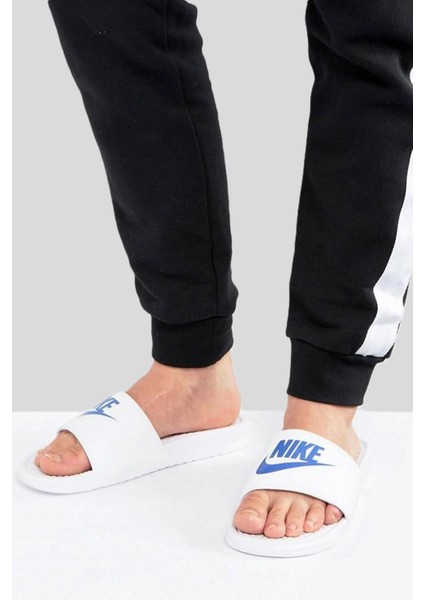 Futura Benassi Slide White-Blue Unisex Beyaz-Mavi Terlik Tek Bantlı