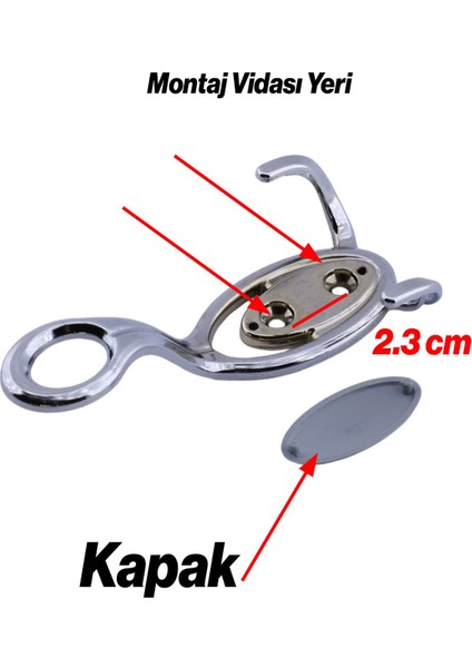 Ilknur 5 Adet Portmanto Vestiyer Duvar Askısı Metal Dolap Elbise Askılığı Askılık Krom 5 Adet