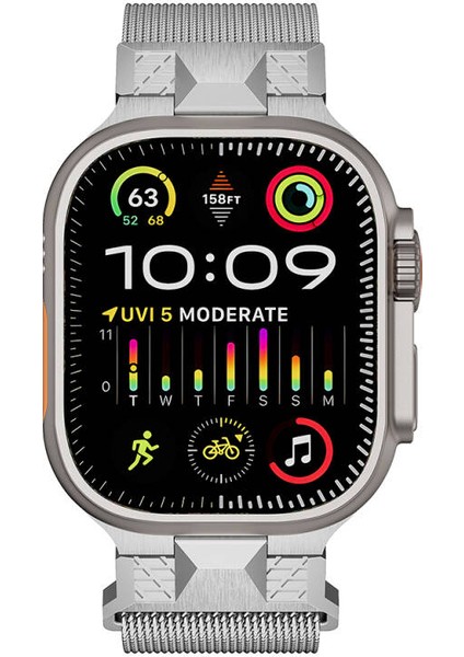 Apple Watch Uyumlu Ultra 49MM KRD-107 Metal Hasır Kordon