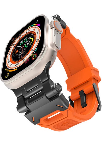 Apple Watch 42MM Metal Başlıklı Ayarlanabilir Silikon Kordon KRD108