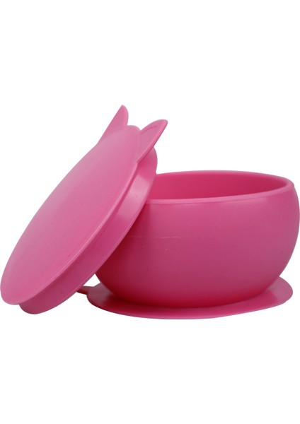 Kitten Vakum Tabanlı Kapaklı Silikon Kase BubbleGum Pink
