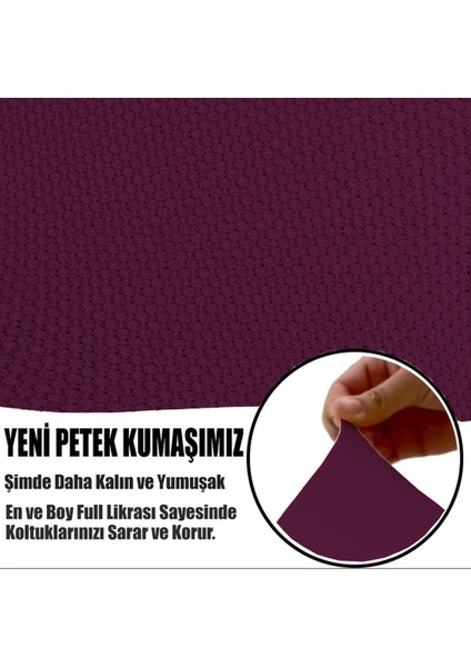Petek Kumaş 2 Adet Üçlü Çekyat & Kanepe - 2 Adet Tekli Koltuk & Berjer Kılıfı Seti