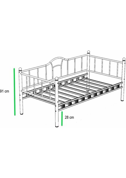 Kamelya Yavrulu Daybed Sedir Siyah Karyola