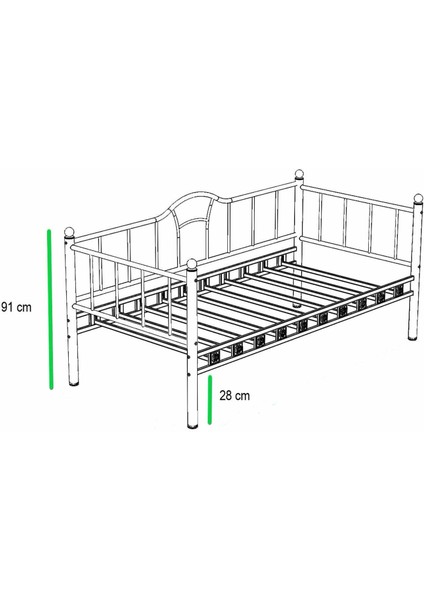 Kamelya Yavrulu Daybed Sedir Siyah Karyola