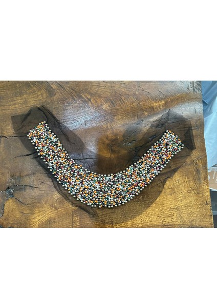 Boncuk Işleme Yaka Dikiş Giyim Aplike 25X6 cm