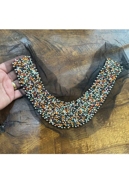 Boncuk Işleme Yaka Dikiş Giyim Aplike 25X6 cm fiyatları