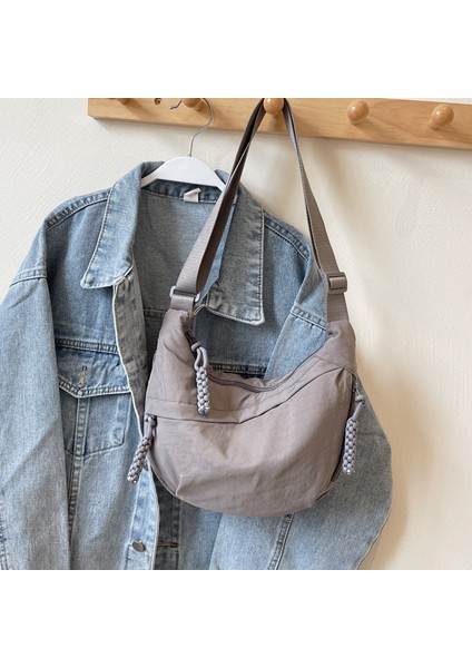 Yeaın Çapraz Askılı Çanta Taşınabilir Sağlıklı Kanvas Kumaş Kaliteli Işçılik Şehirli Sade Tarz, Gri (Yurt Dışından)