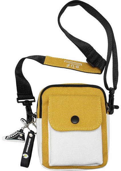 Yeaın Çapraz Askılı Çanta Taşınabilir Yüksek Kaliteli Kanvas Kumaş Zıt Renkler ve Modaya Uygun Stil, Sarı (Yurt Dışından)