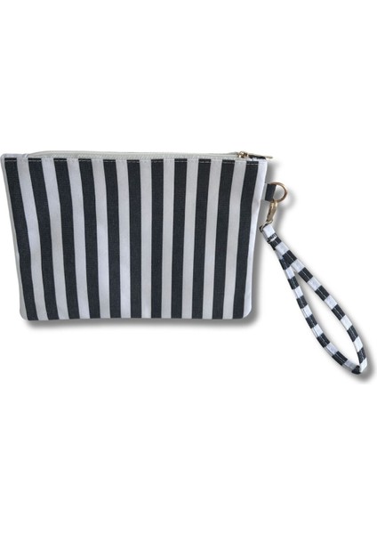 Kadın Dikey Zebra El Askılı Portföy Clutch Çanta