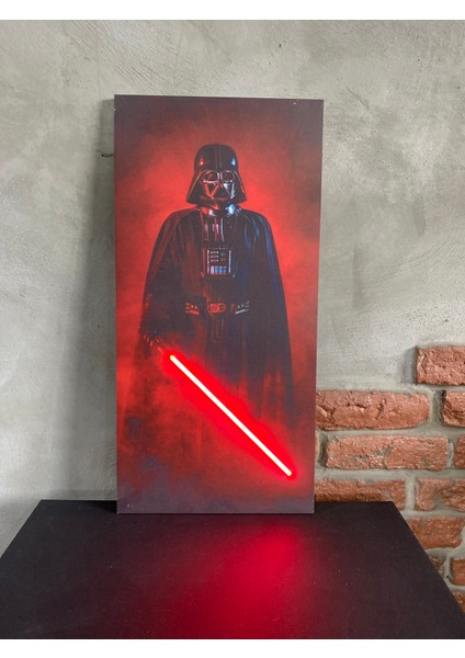 'darth Vader' Işıklı ve Uv'li Neon LED Dekoratif Duvar Yazısı Tabelası (27X55CM)