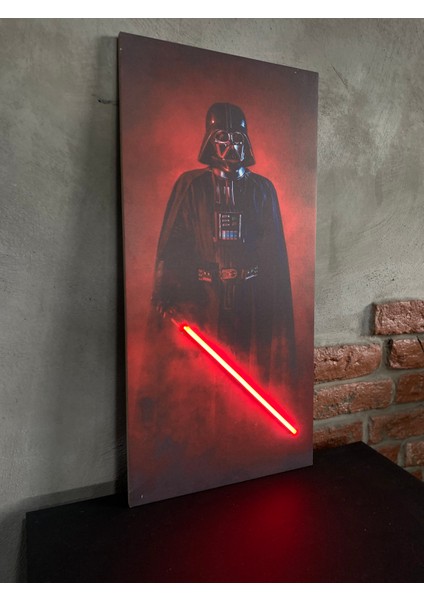 'darth Vader' Işıklı ve Uv'li Neon LED Dekoratif Duvar Yazısı Tabelası (27X55CM)