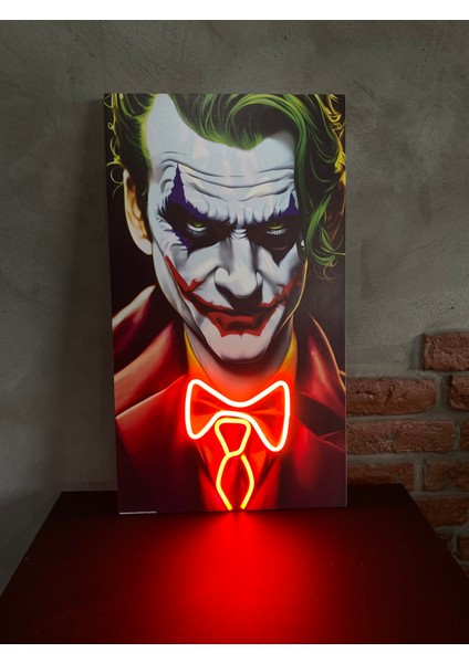 'joker' Işıklı ve Uv'li Neon LED Dekoratif Duvar Yazısı Tabelası (31X55CM)