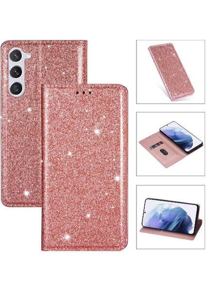 Samsung Galaxy S24 Flip Case Cüzdan Manyetik Kapatma Için Glitter Flip Case (Yurt Dışından)