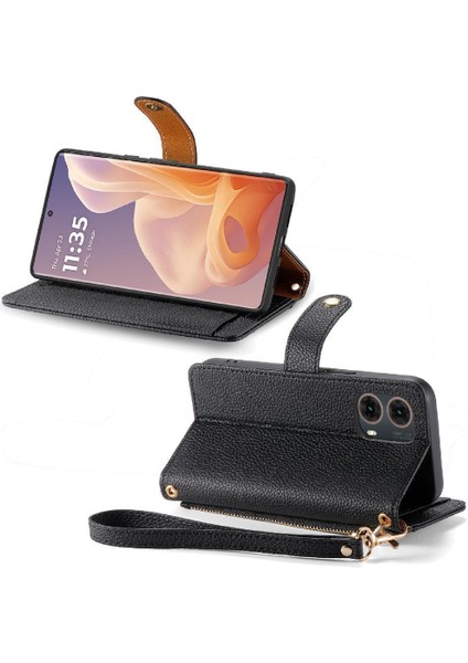 Moto G85 Aşk Darbeye Dayanıklı Cüzdan Fermuar Deri Için Flip Case (Yurt Dışından)