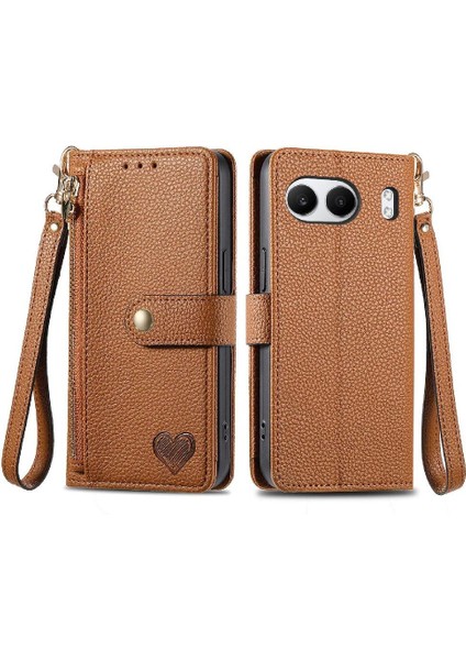Oneplus Nord 4 Için Flip Case Darbeye Aşk Deri Kılıf Cüzdan Fermuar (Yurt Dışından)